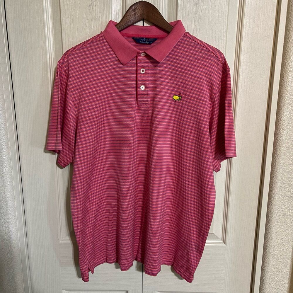 Masters Polo Shirt Men’s XL Red Striped Clubhouse Collection 100% Cotton